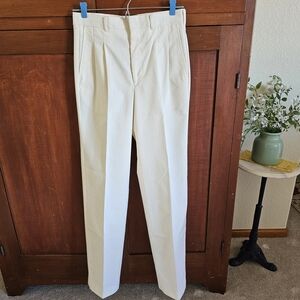 Mens Niche By Nilgun Derman Pleated Dress Pants in Ivory - 1980s, Vintage